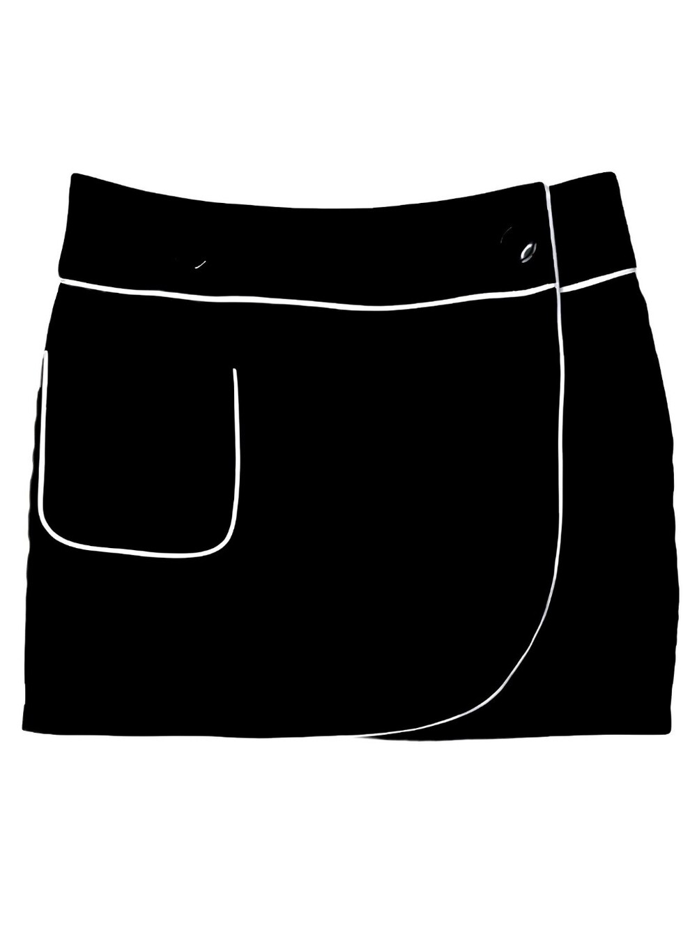Bebe Sz 2 Black Classic Nautical Y2K Stretch Mini Wrap Skirt. Retro, Y2K, Lined